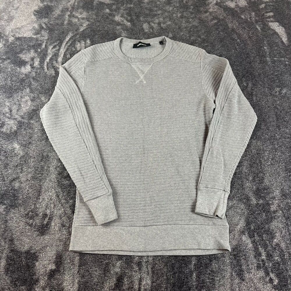Diesel Men's Waffle Knitted Pullover Sweater Gray Thermal Men's S Long Sleeve
